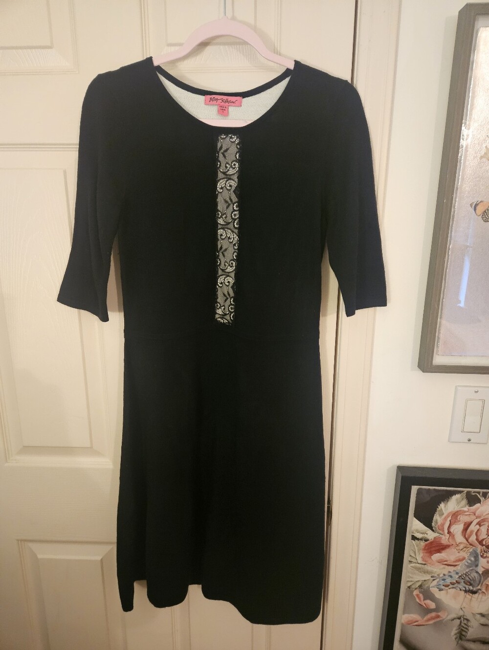 Betsey Johnson Black Sweater Midi Dress, NWOT